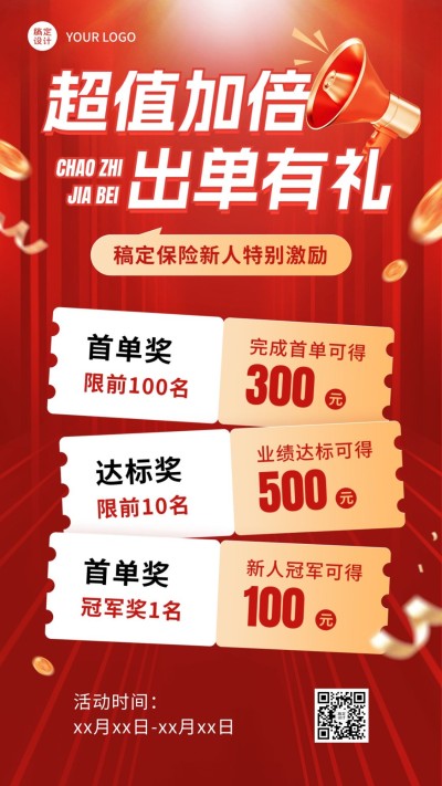 金融保险出单奖励方案激励风手机海报