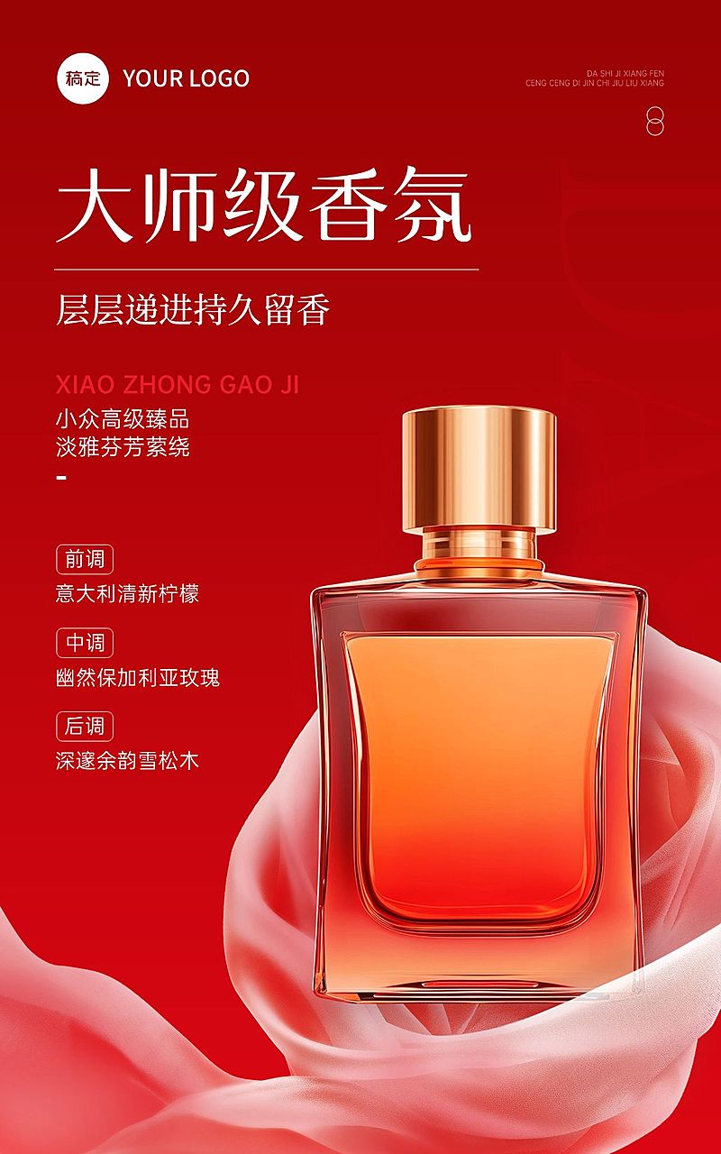 电商美容美妆香水营销卖货电商竖版海报AIGC