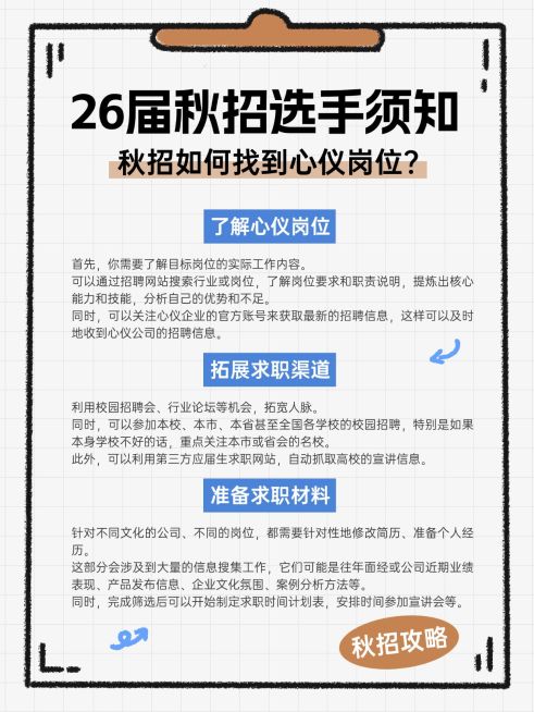 秋招科普攻略手帐风小红书配图预览效果