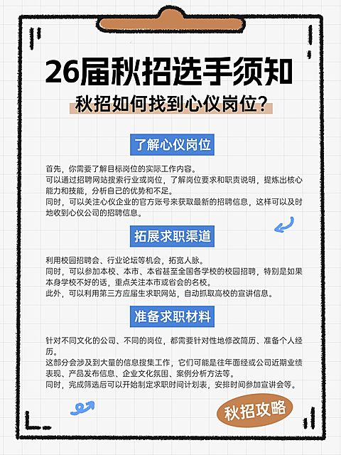 秋招科普攻略手帐风小红书配图