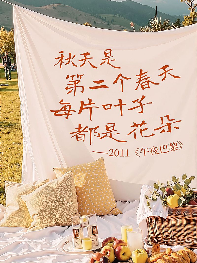 秋天氛围感实景情感文案分享小红书封面