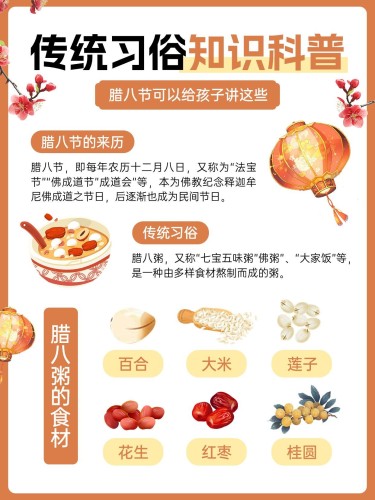 腊八节节日科普小红书套装封面aigc