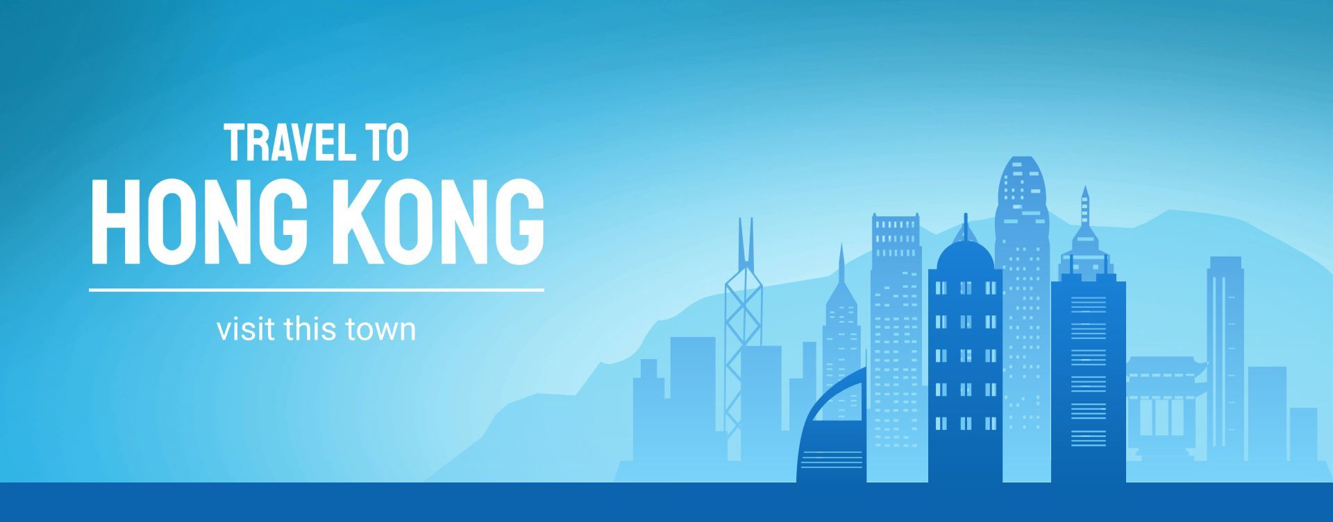 香港旅游城市剪影横幅banner