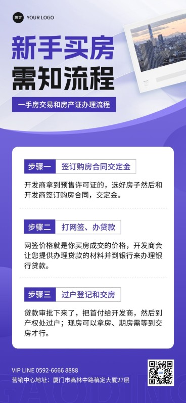 房地产买房攻略科普简约商务风全屏竖版海报预览效果