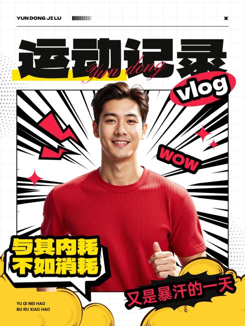 放射线吸睛趣味人像健身运动宣传视频封面预览效果