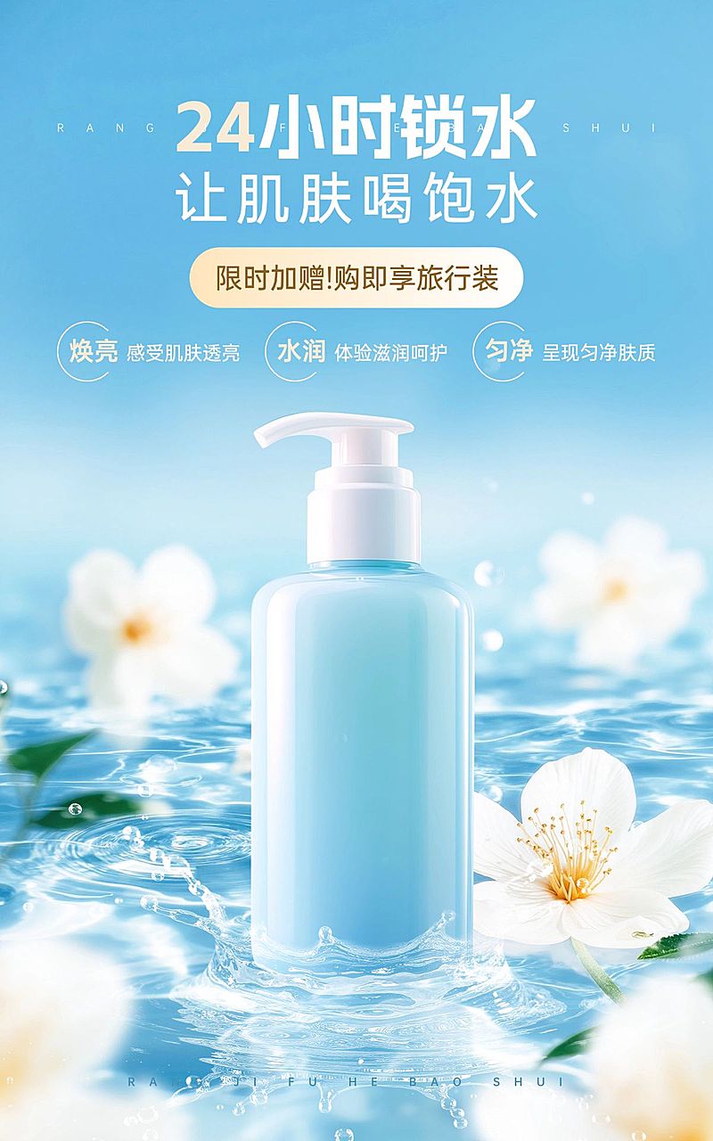 美容美妆产品营销展示电商竖版海报AIGC