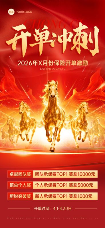 开单业绩激励冲刺奖励海报预览效果