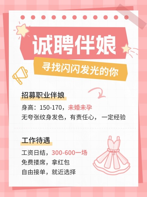 婚庆服务招聘伴娘伴郎手帐风小红书配图预览效果