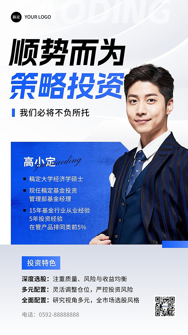金融证券基金人物介绍宣传社交名片手机海报套装