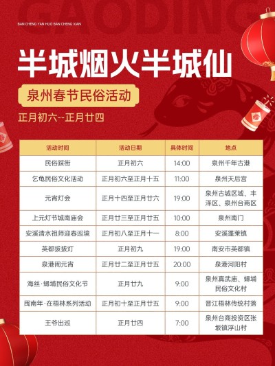 春节节日民俗活动小红书配图