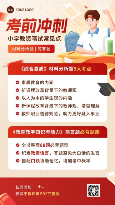 资格认证教资笔试攻略必备考点知识科普手机海报预览效果