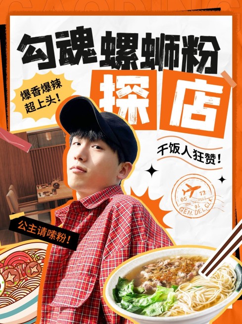 餐饮美食探店竖版视频封面预览效果