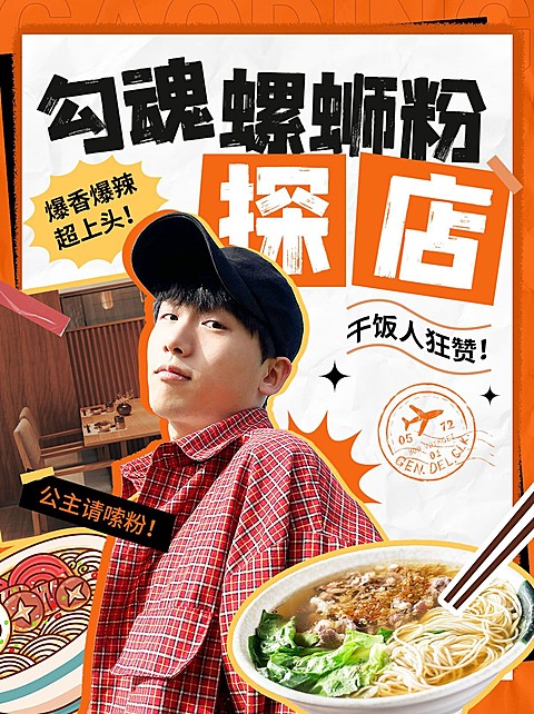 餐饮美食探店竖版视频封面