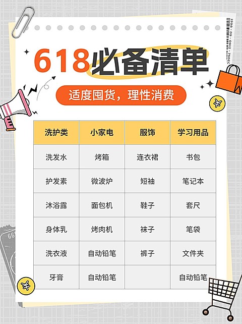 618囤货清单攻略指南小红书配图