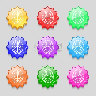 数字9,色彩鲜艳,图标,标志,脑部,花体,分离着色,创造力,思考