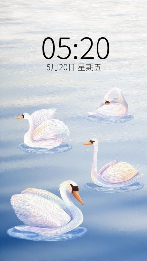 油画棒风天鹅手机壁纸