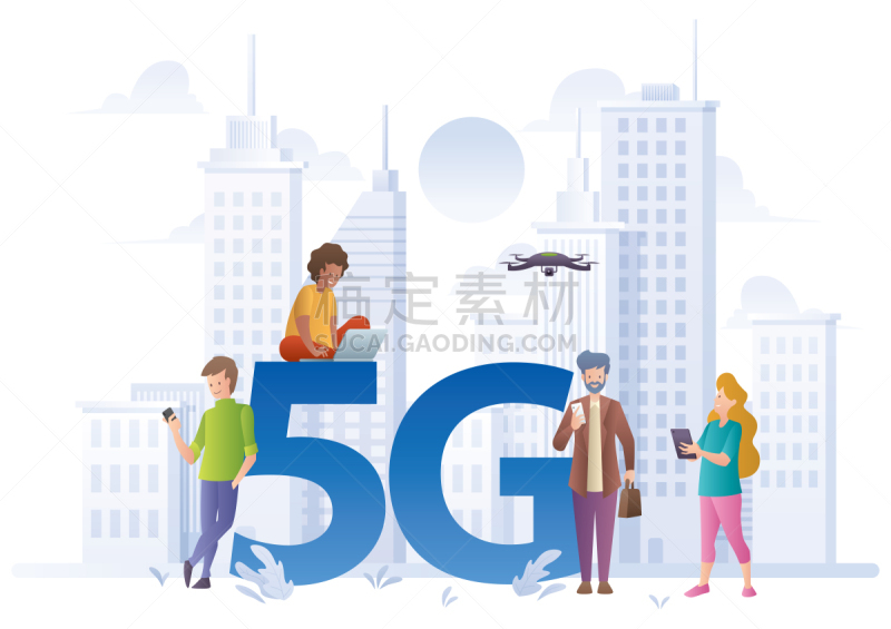 5g,扁平化设计,技术,云,云计算,现代,无人机,想法,使用手提电脑,白色