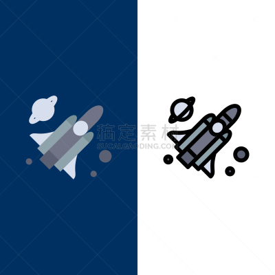 科学,导弹,符号,线条,充满的,平坦的,太空交通工具,太空船,迅速,飞