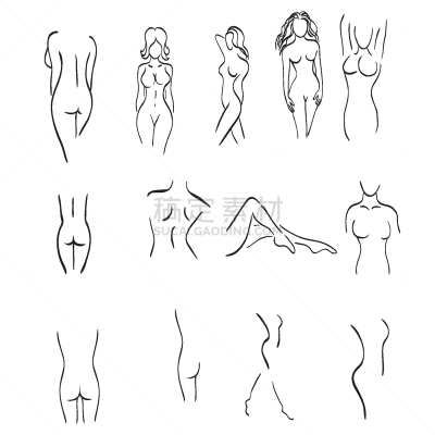 草图,女孩,举起手,时装模特,卡通,华丽的,损失,女人,自然美,绘制