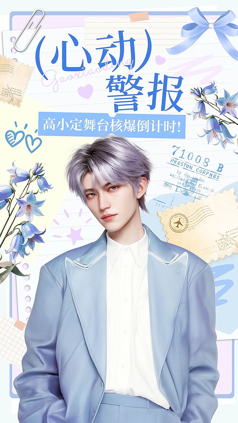 粉丝应援拼贴插画风手机海报aigc