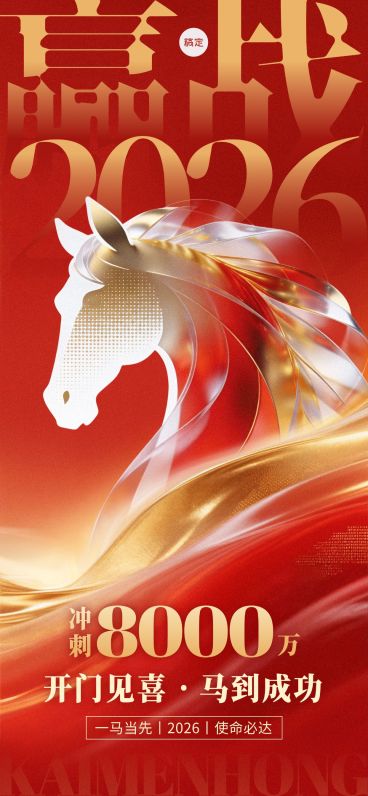 开门红金融保险马年业绩喜报全屏海报预览效果