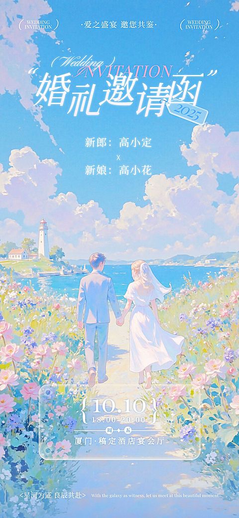 婚礼会议活动宣传邀请函全屏竖版海报AIGC