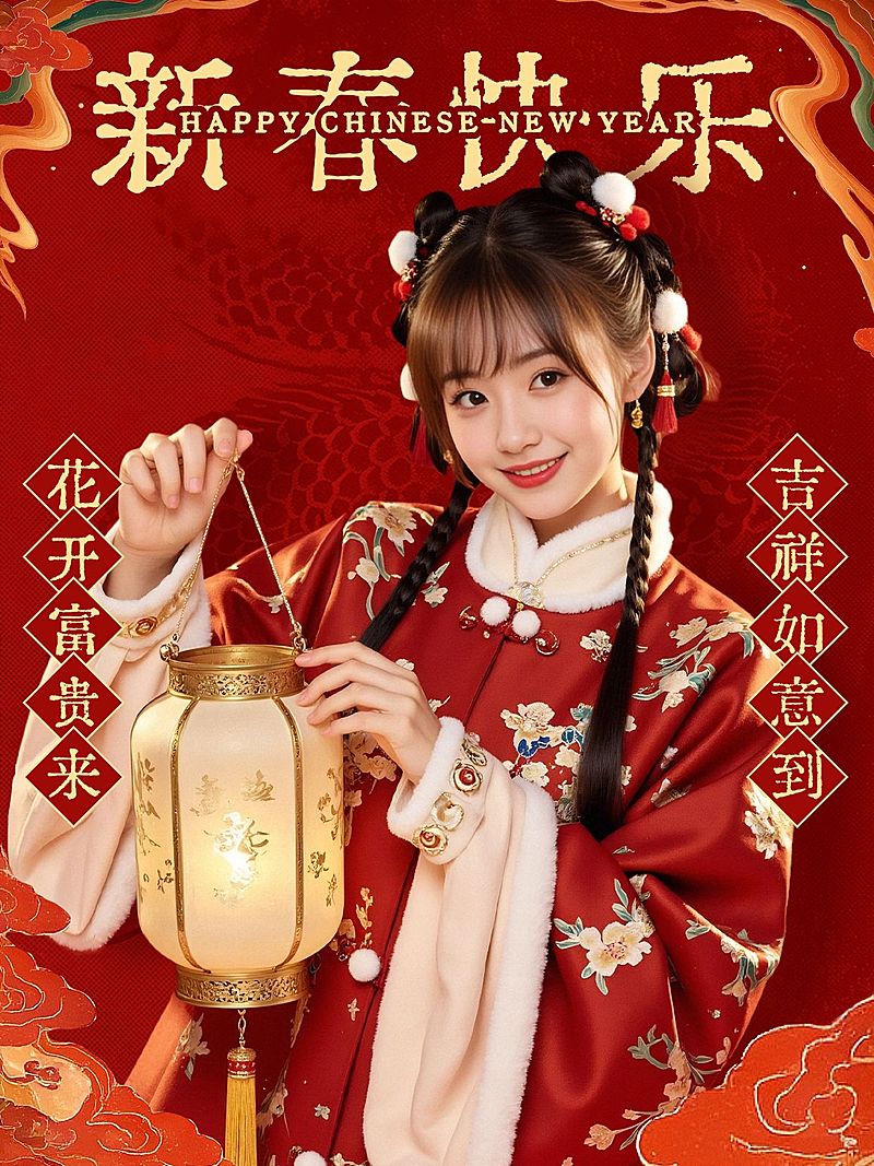 新年春节节日晒照小红书封面aigc