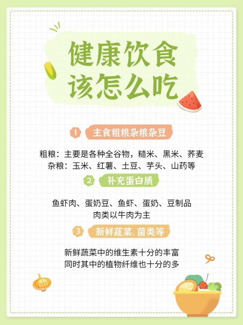 餐饮美食减脂餐攻略指南手绘风小红书配图预览效果