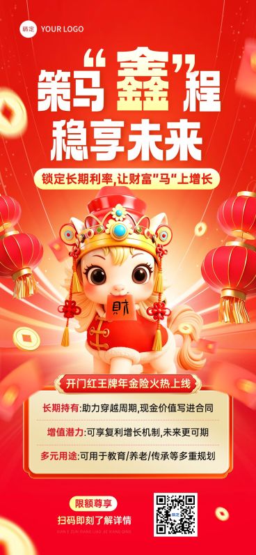金融马年开门产品营销宣传全屏竖版海报AIGC预览效果