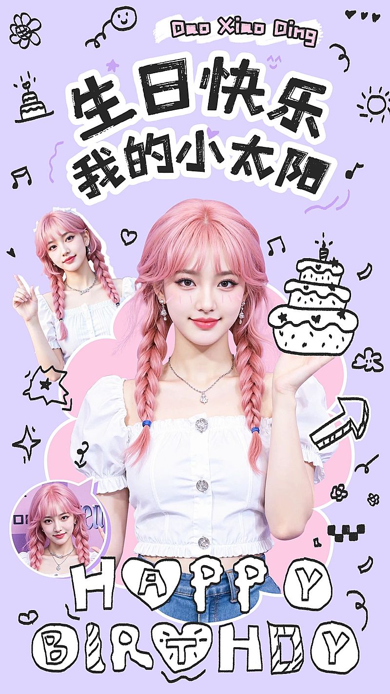 粉丝生日应援元素涂鸦手机海报aigc