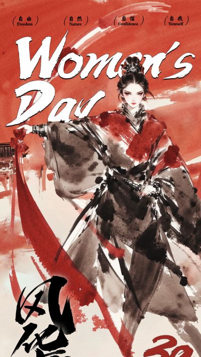三八妇女节节日祝福冲击感全屏竖版海报AIGC