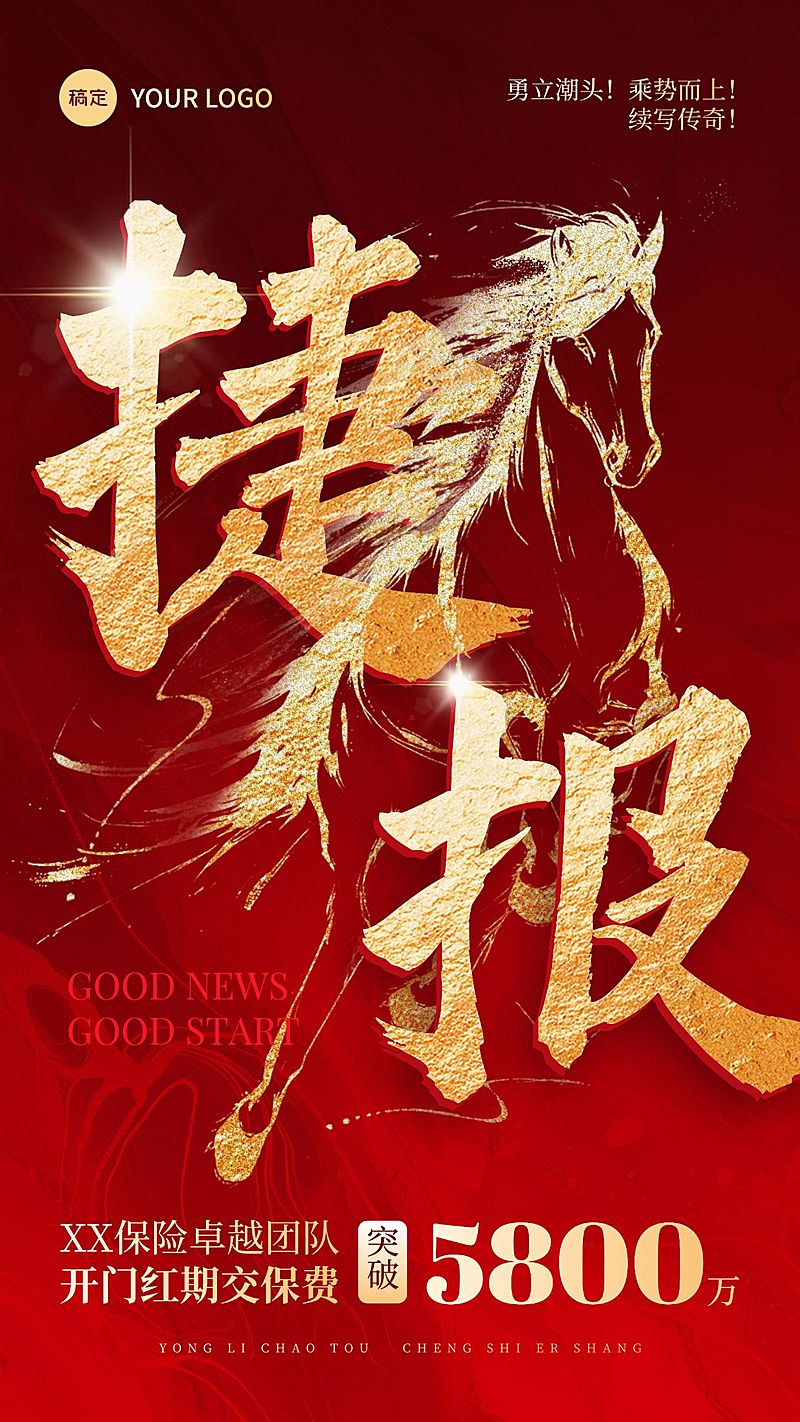 金融开门红业绩喜报竖版海报AIGC