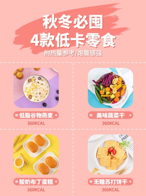微商低卡零食推荐小红书配图预览效果