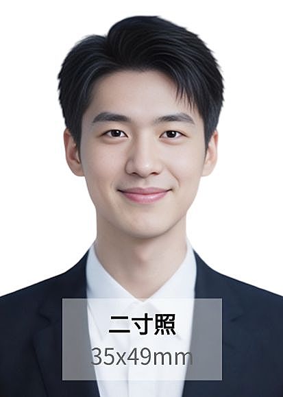 两寸证件照白底西装男士可抠图换头