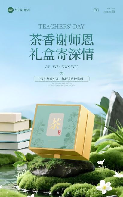 教师节营销商品零售实景感电商海报AIGC预览效果
