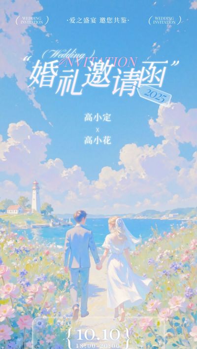婚礼会议活动宣传邀请函全屏竖版海报AIGC