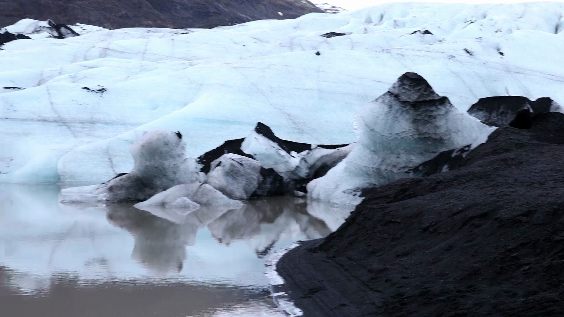 冰岛Solheimajokull冰川泻湖的摇篮景观