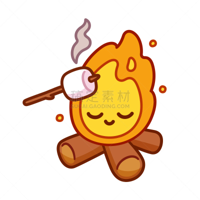可爱的,棉花软糖,营火,卡通,柴火,热,大篝火,背景分离,木料堆,烤的