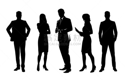 男商人,组物体,商务人士,女人,矢量,分离着色,站