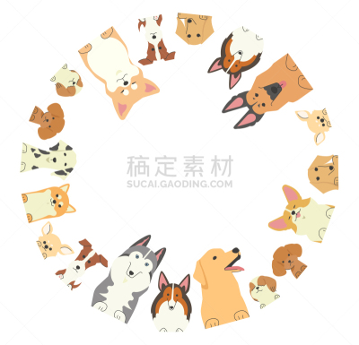 狗年,大麦町,边框,十二生肖,简单,德国牧羊犬,狗,,小型贵宾犬,哈巴狗