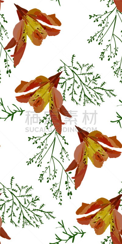 百合花,仅一朵花,四方连续纹样,可爱的,纺织品,植物群,小的,Lily Flower,花,复古