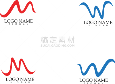 模板,品牌名称,英文字母W,英文字母M,波形,创造力,商务,高雅,几何形状,概念
