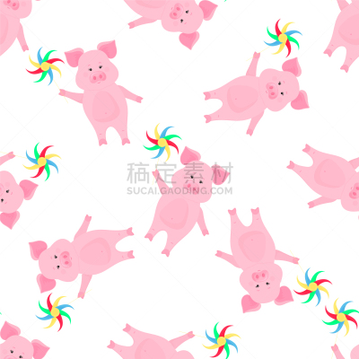 可爱的,猪,转动的风车,乐趣,婴儿,男孩,女孩,包装纸,纺织品,步行