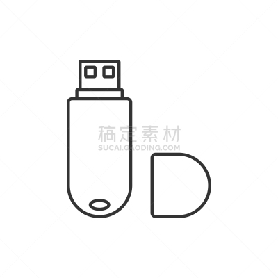 闪光灯照明,细的,线图标,分离着色,白色,数据,计算机,技术,图像,USB线