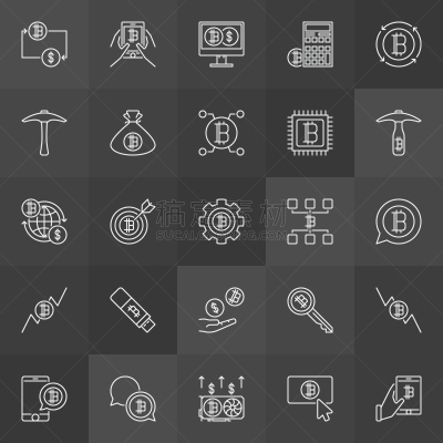 直的,计算机图标,商务,概念,矿工,采矿业,矢量,比特币,收集