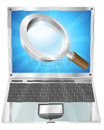 概念,放大镜,笔记本电脑,图标,褐色,蓝色,金属质感,金属,铬合金,搜寻