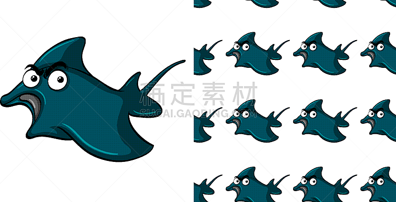 seamless background design with angry stingray