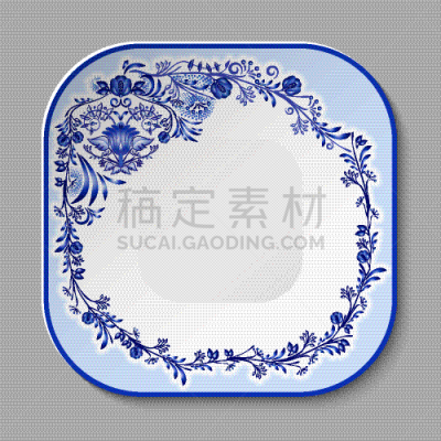 蓝色,瓷器,式样,盘子,正方形,东方人,形状,三维图形,白色,空白的