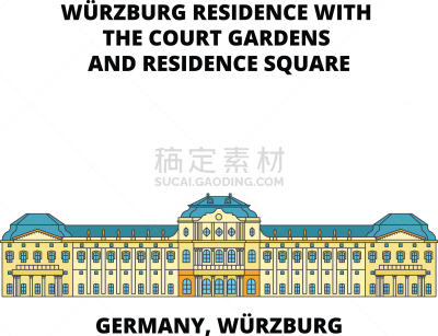 概念,德国,线图标,维尔茨堡住宅,名声,公园,巴洛克风格,喷泉,夏天,户外