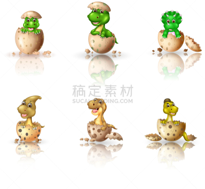 卵,卡通,恐龙,破碎的,酷,可爱的,过去,野生动物,已灭绝生物,哺乳纲